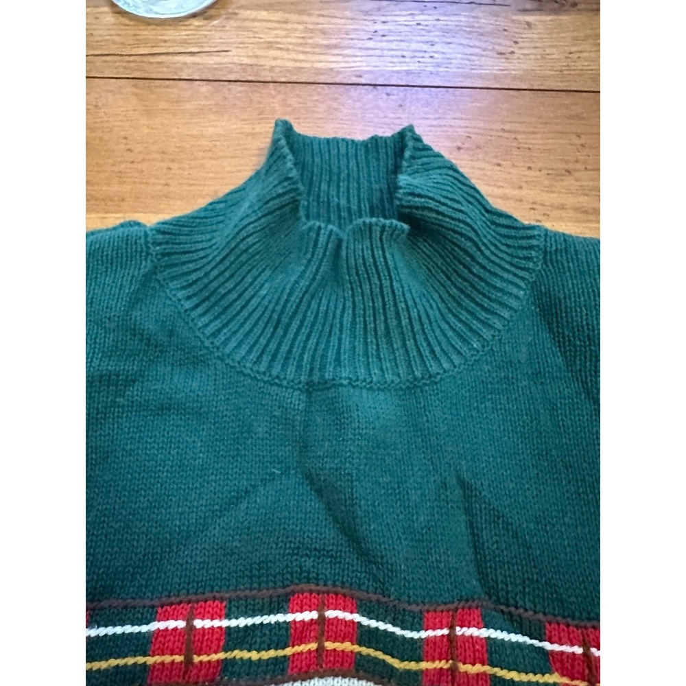 vtg birch bros by eagle eye green embroidered turtleneck sweater large - Picture 3 of 8